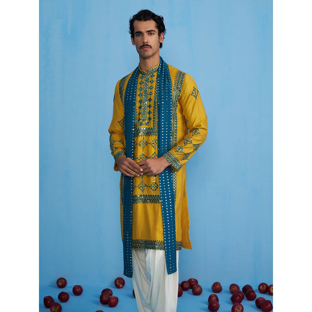 KALPRAAG Darpan Haldi Kurta with Patiyala and Dupatta