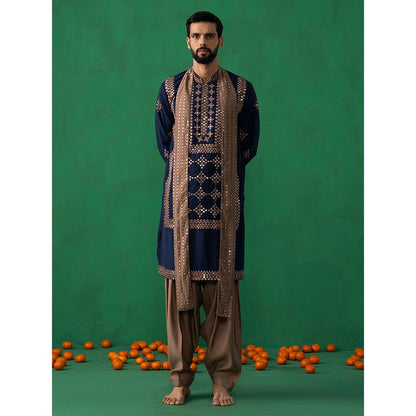 KALPRAAG Darpan Navy Blue Kurta with Patiyala and Dupatta