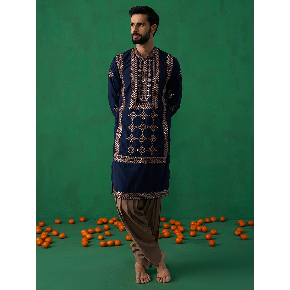KALPRAAG Darpan Navy Blue Kurta with Patiyala and Dupatta