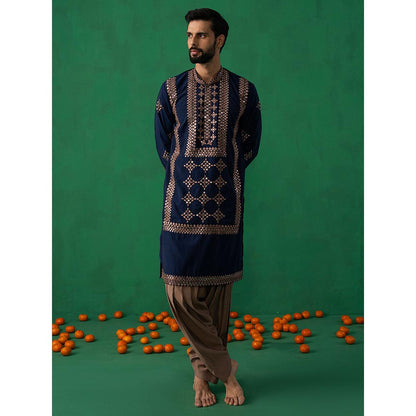 KALPRAAG Darpan Navy Blue Kurta with Patiyala and Dupatta