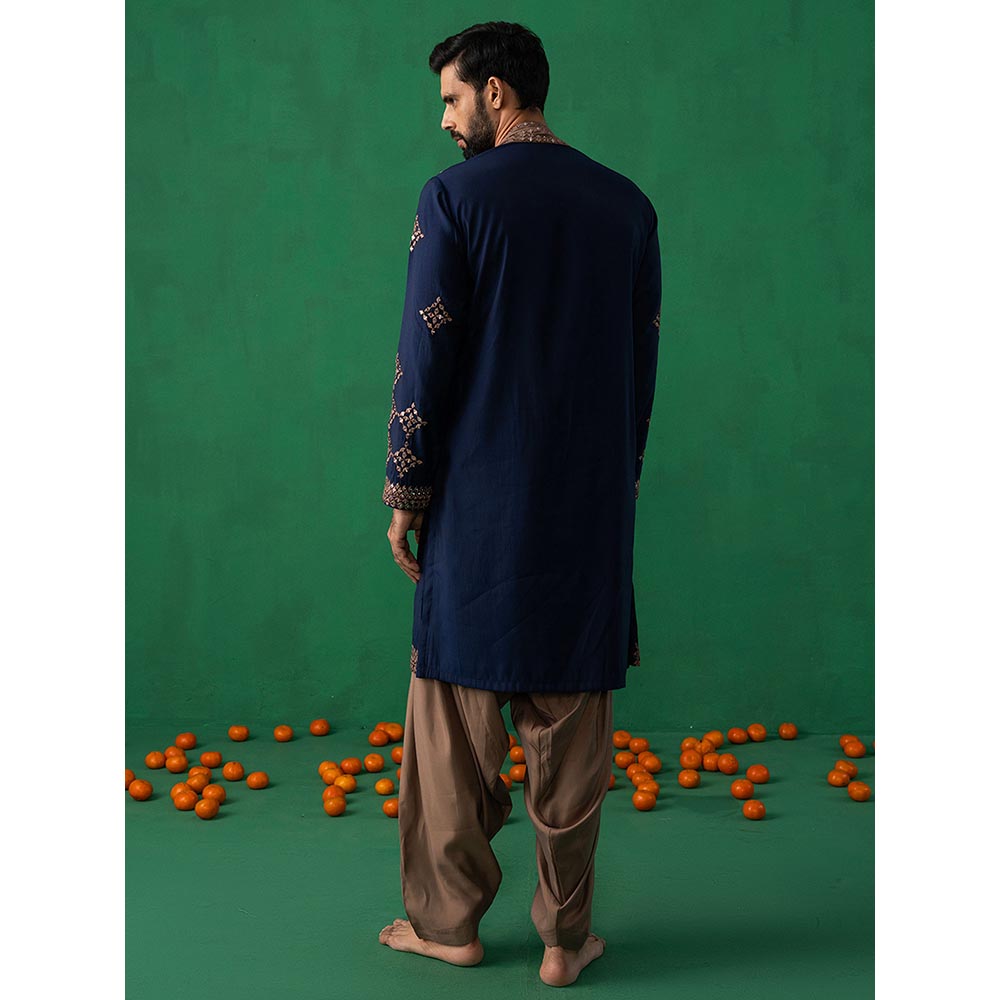 KALPRAAG Darpan Navy Blue Kurta with Patiyala and Dupatta