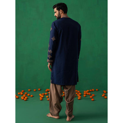 KALPRAAG Darpan Navy Blue Kurta with Patiyala and Dupatta