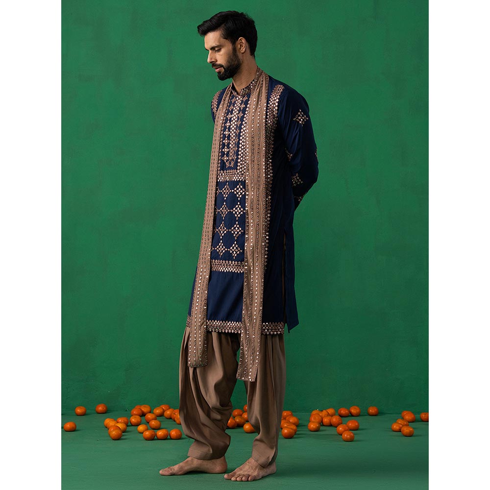 KALPRAAG Darpan Navy Blue Kurta with Patiyala and Dupatta