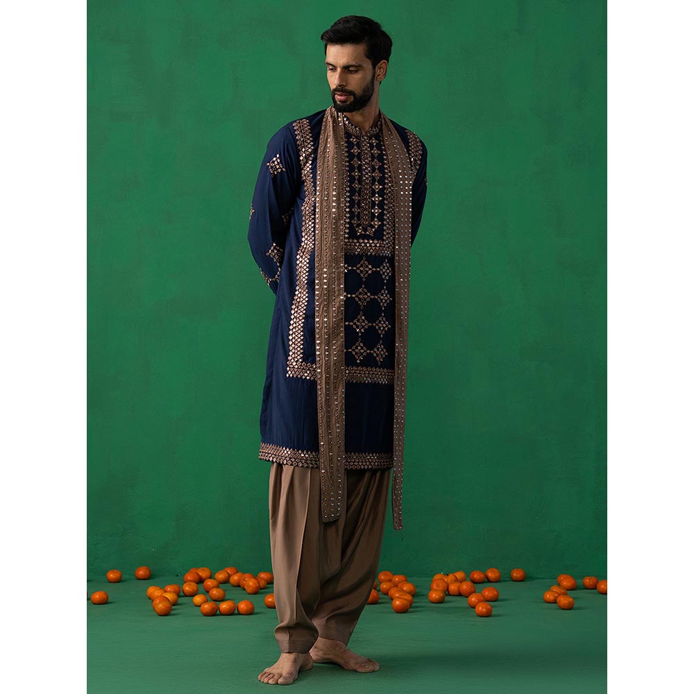 KALPRAAG Darpan Navy Blue Kurta with Patiyala and Dupatta