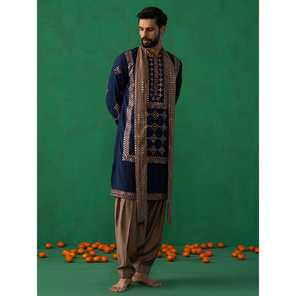 KALPRAAG Darpan Navy Blue Kurta with Patiyala and Dupatta