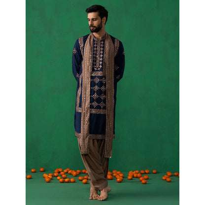 KALPRAAG Darpan Navy Blue Kurta with Patiyala and Dupatta