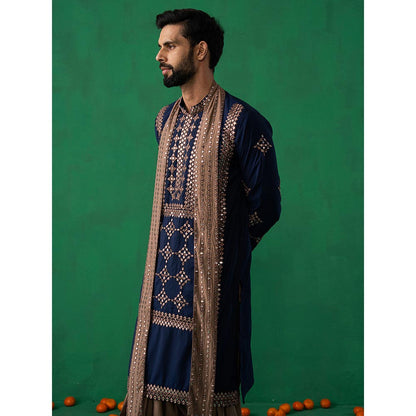 KALPRAAG Darpan Navy Blue Kurta with Patiyala and Dupatta