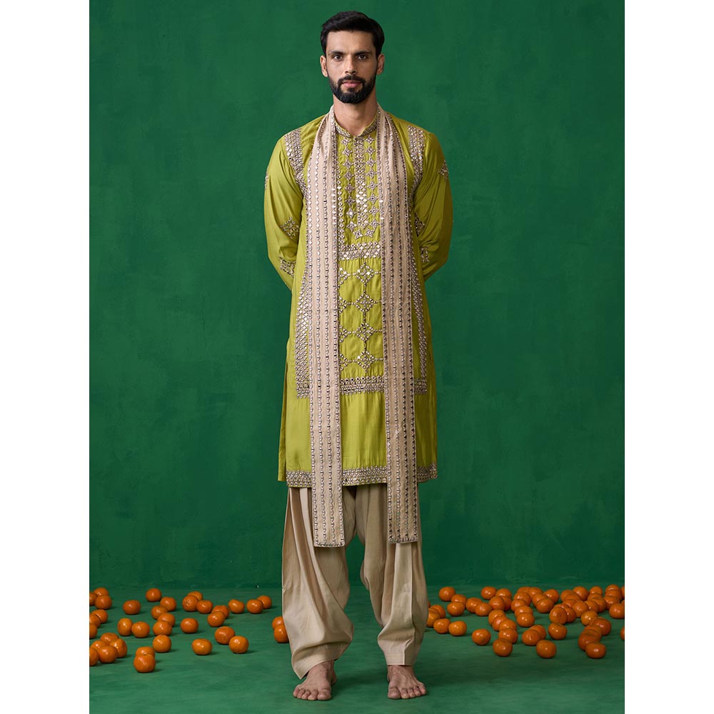 KALPRAAG Darpan Neon Green Kurta with Patiyala and Dupatta