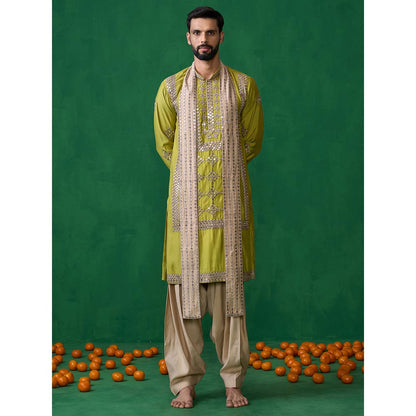 KALPRAAG Darpan Neon Green Kurta with Patiyala and Dupatta