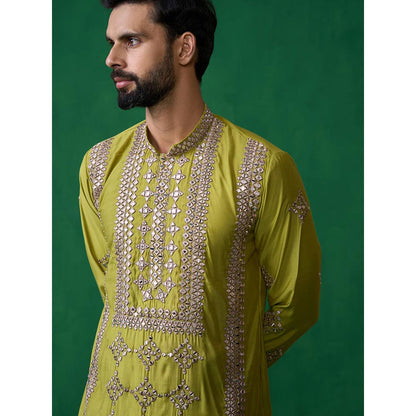 KALPRAAG Darpan Neon Green Kurta with Patiyala and Dupatta