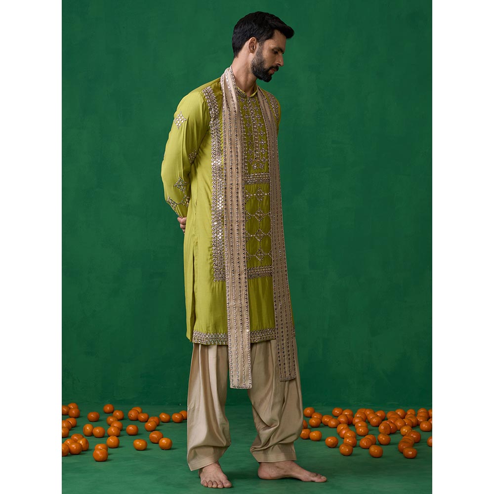 KALPRAAG Darpan Neon Green Kurta with Patiyala and Dupatta