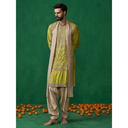 KALPRAAG Darpan Neon Green Kurta with Patiyala and Dupatta