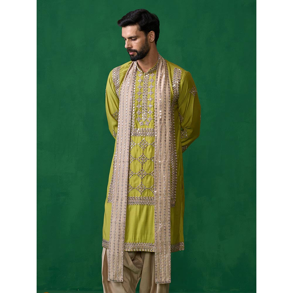 KALPRAAG Darpan Neon Green Kurta with Patiyala and Dupatta