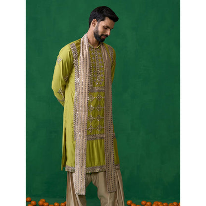 KALPRAAG Darpan Neon Green Kurta with Patiyala and Dupatta