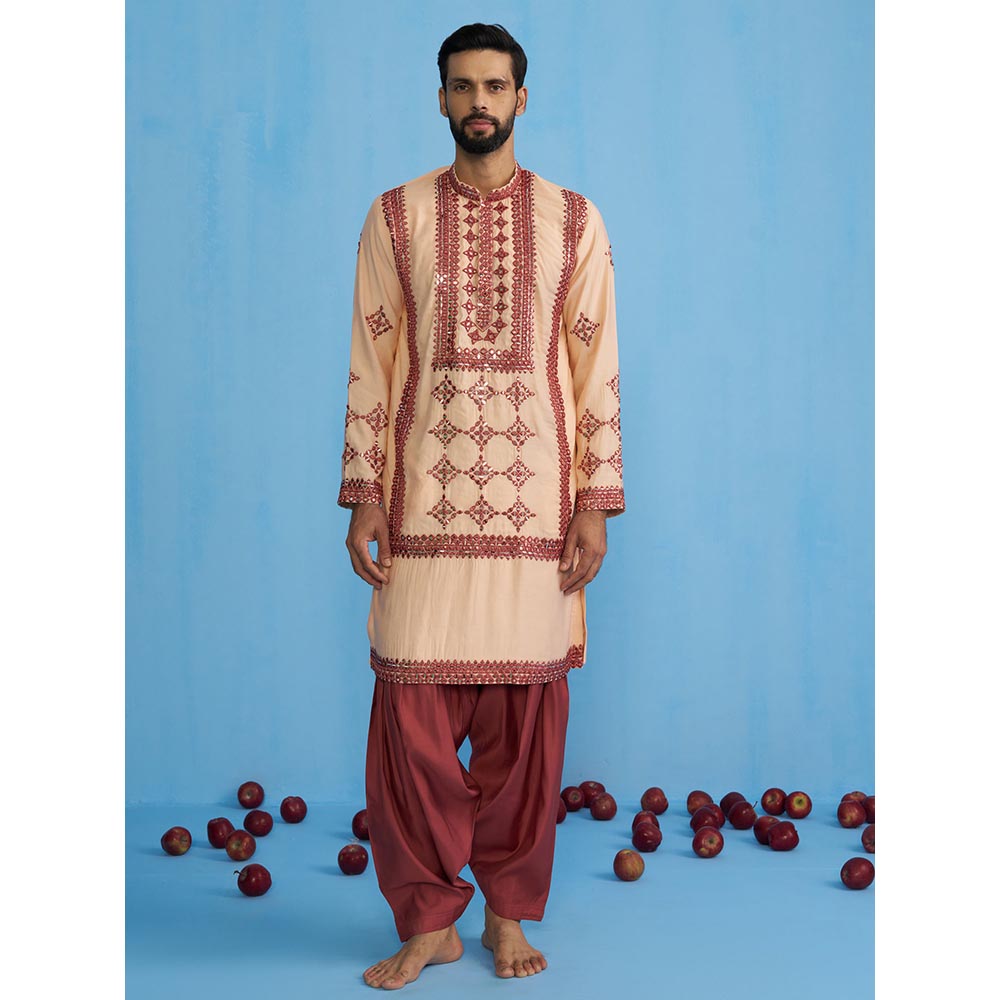 KALPRAAG Darpan Peach Kurta with Patiyala and Dupatta
