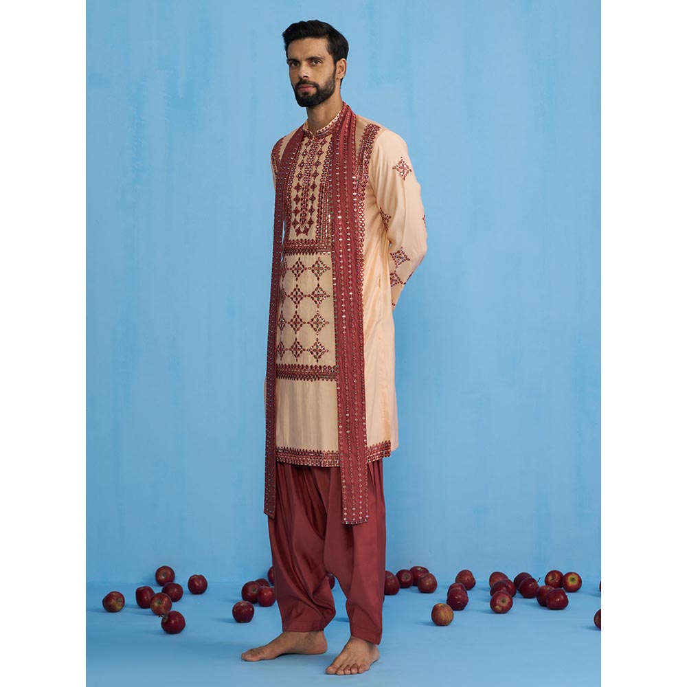 KALPRAAG Darpan Peach Kurta with Patiyala and Dupatta
