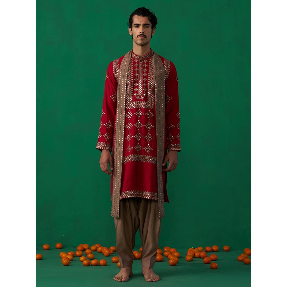 KALPRAAG Darpan Red Kurta with Patiyala and Dupatta