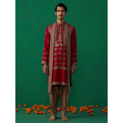 KALPRAAG Darpan Red Kurta with Patiyala and Dupatta