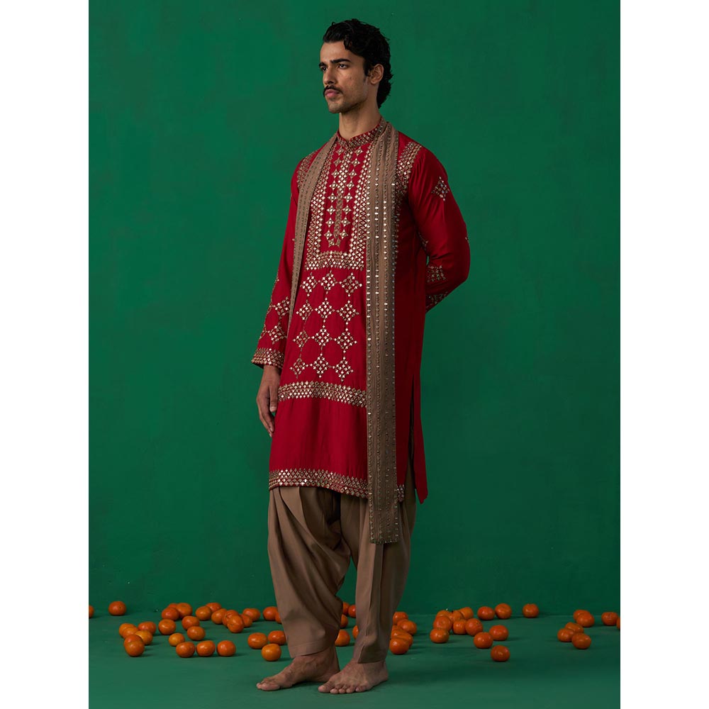 KALPRAAG Darpan Red Kurta with Patiyala and Dupatta