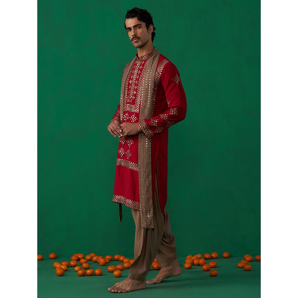 KALPRAAG Darpan Red Kurta with Patiyala and Dupatta