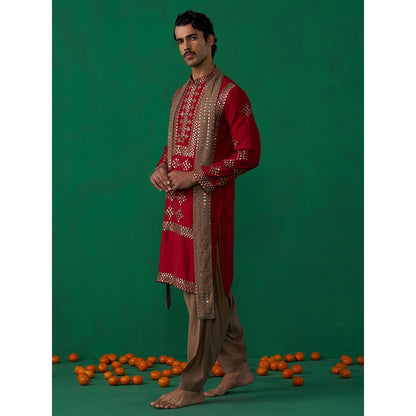 KALPRAAG Darpan Red Kurta with Patiyala and Dupatta