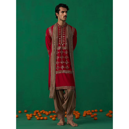 KALPRAAG Darpan Red Kurta with Patiyala and Dupatta