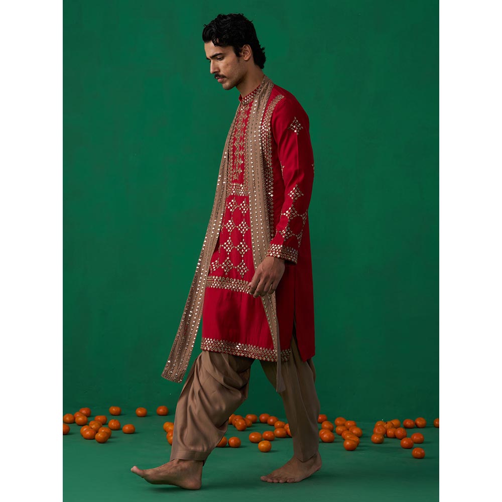 KALPRAAG Darpan Red Kurta with Patiyala and Dupatta