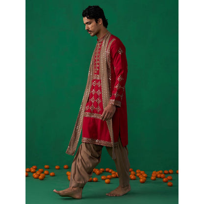 KALPRAAG Darpan Red Kurta with Patiyala and Dupatta