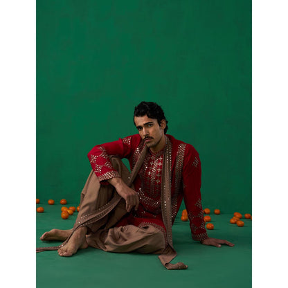 KALPRAAG Darpan Red Kurta with Patiyala and Dupatta