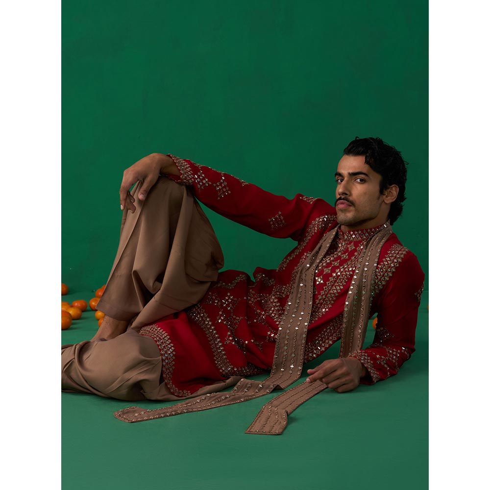 KALPRAAG Darpan Red Kurta with Patiyala and Dupatta