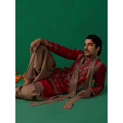 KALPRAAG Darpan Red Kurta with Patiyala and Dupatta