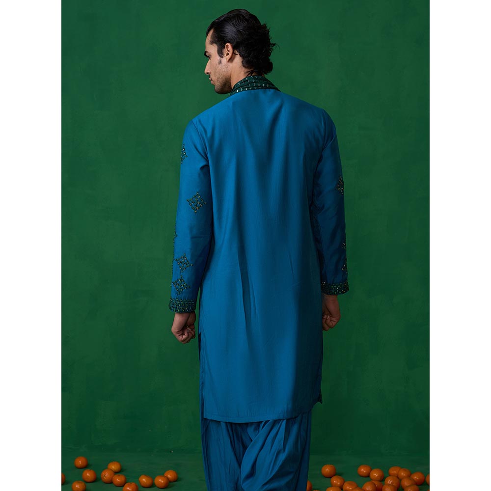 KALPRAAG Darpan Teal Blue Kurta with Patiyala and Dupatta