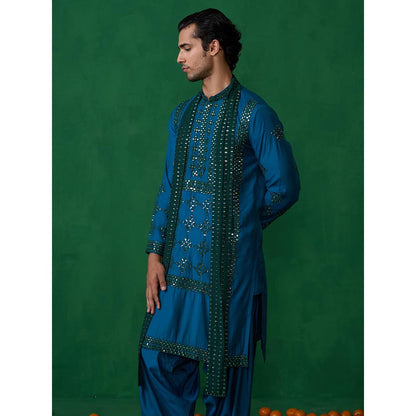 KALPRAAG Darpan Teal Blue Kurta with Patiyala and Dupatta