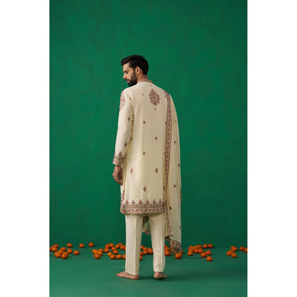 KALPRAAG Motif Cream Kurta with Pant and Dupatta