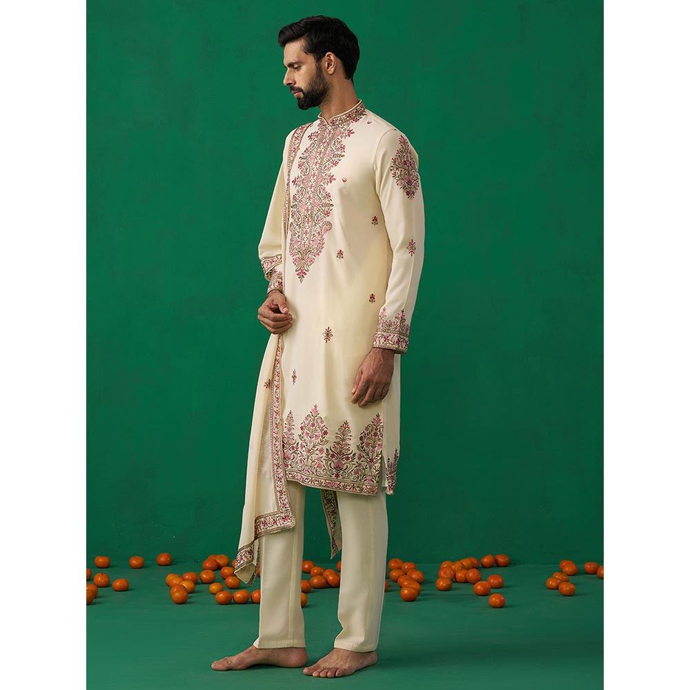 KALPRAAG Motif Cream Kurta with Pant and Dupatta