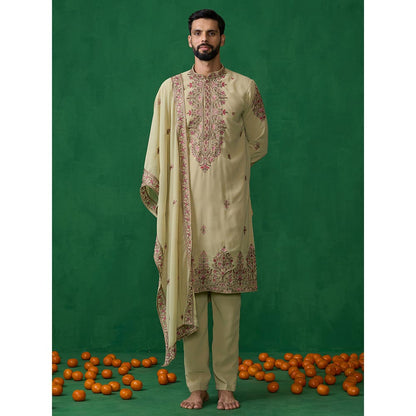 KALPRAAG Motif Green Kurta with Pant and Dupatta