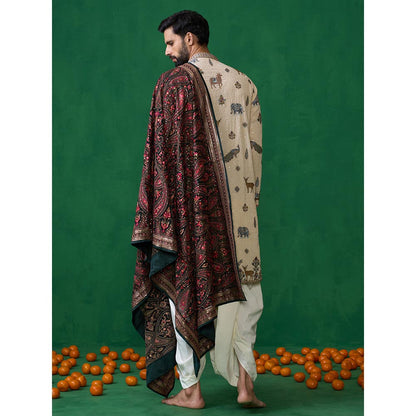 KALPRAAG Pichwai Beige Dhoti with Kurta and Pant