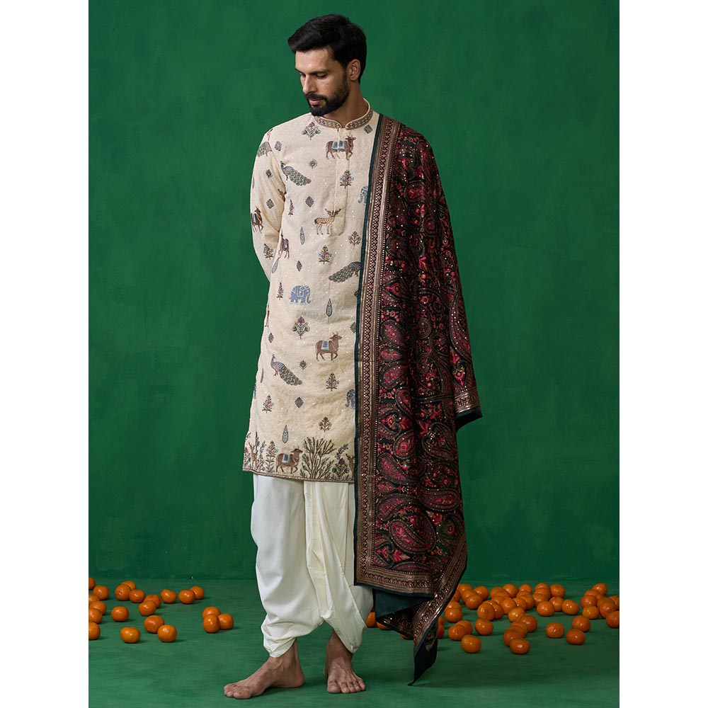 KALPRAAG Pichwai Beige Dhoti with Kurta and Pant