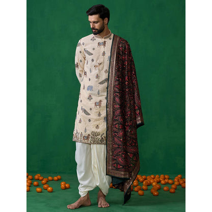 KALPRAAG Pichwai Beige Dhoti with Kurta and Pant