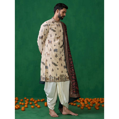 KALPRAAG Pichwai Beige Dhoti with Kurta and Pant