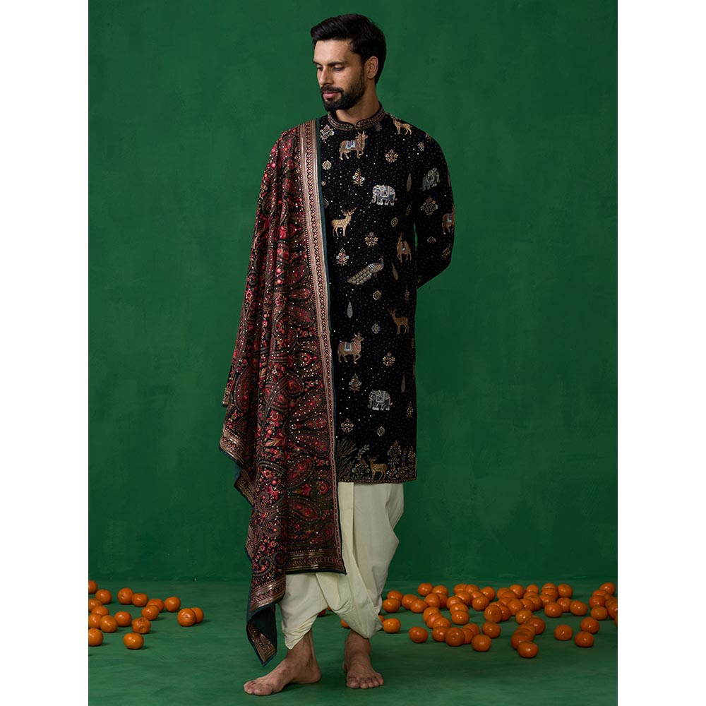 KALPRAAG Pichwai Black Dhoti with Kurta and Pant