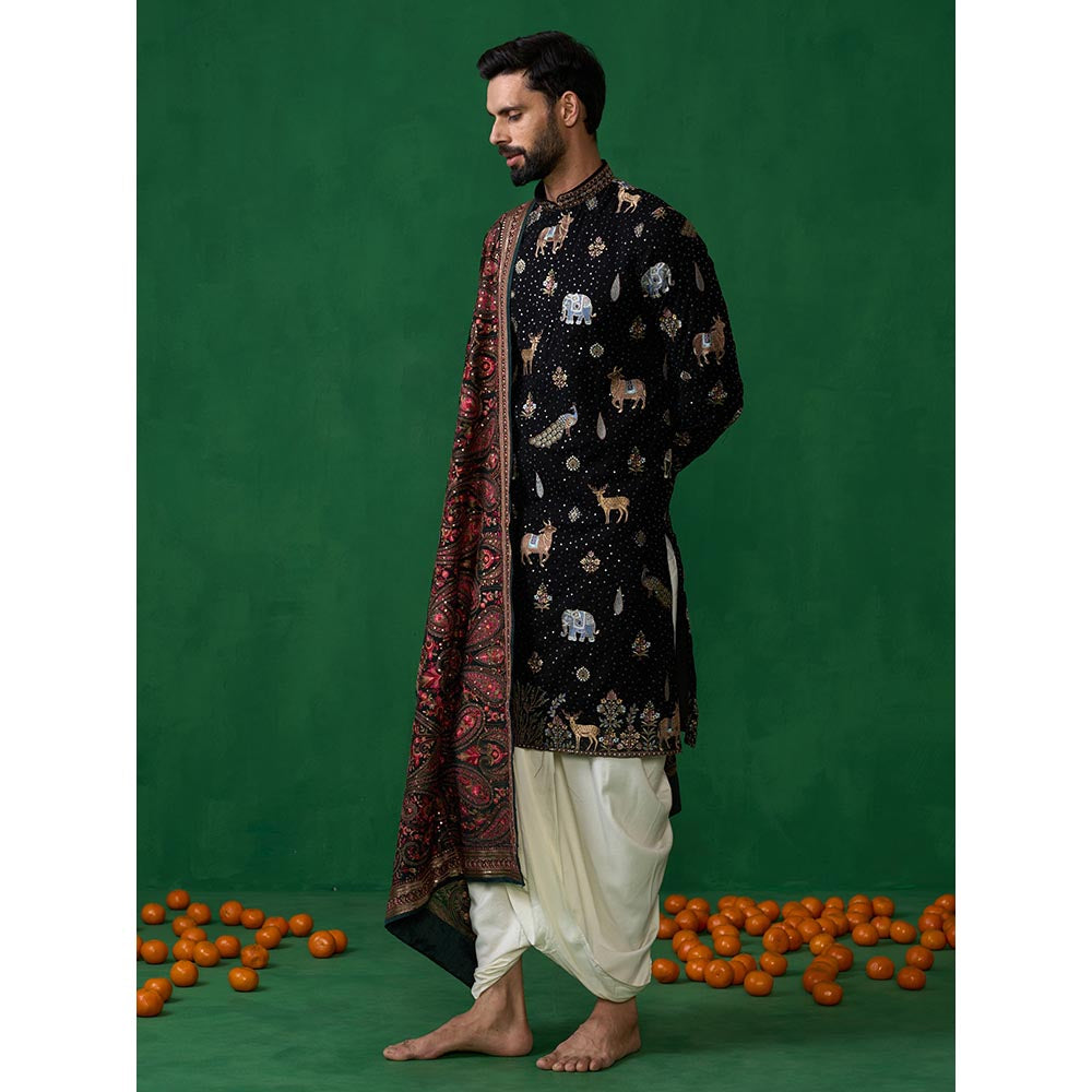 KALPRAAG Pichwai Black Dhoti with Kurta and Pant