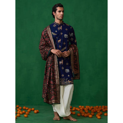 KALPRAAG Pichwai Navy Blue Dhoti with Kurta and Pant