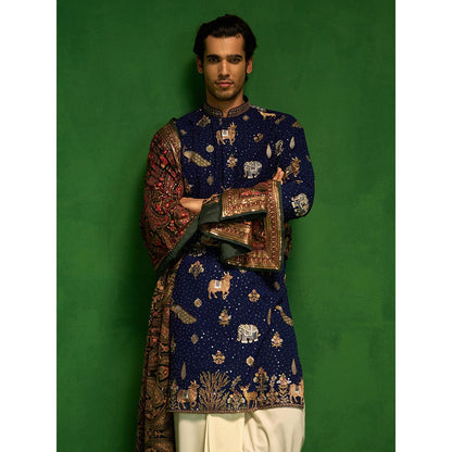 KALPRAAG Pichwai Navy Blue Dhoti with Kurta and Pant