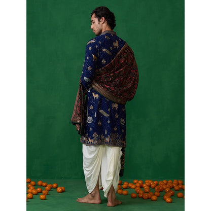 KALPRAAG Pichwai Navy Blue Dhoti with Kurta and Pant