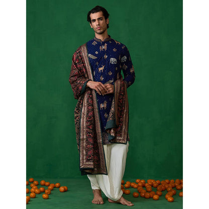KALPRAAG Pichwai Navy Blue Dhoti with Kurta and Pant
