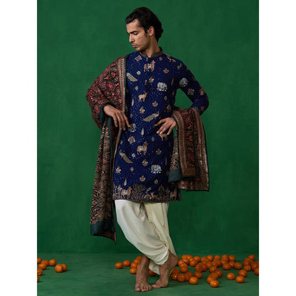 KALPRAAG Pichwai Navy Blue Dhoti with Kurta and Pant