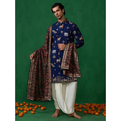 KALPRAAG Pichwai Navy Blue Dhoti with Kurta and Pant