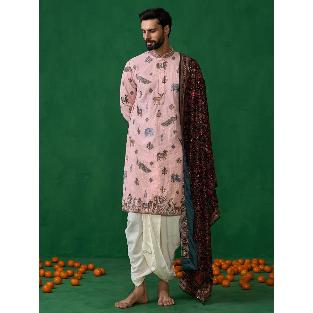 KALPRAAG Pichwai Pink Dhoti with Kurta and Pant