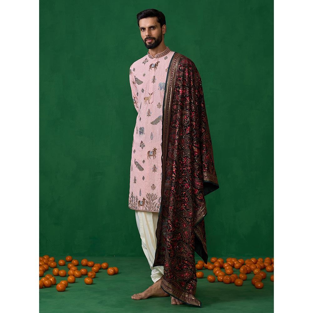 KALPRAAG Pichwai Pink Dhoti with Kurta and Pant
